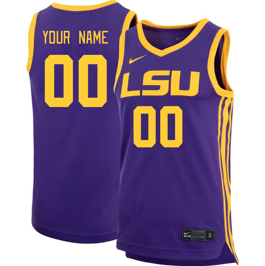 Custom LSU Tigers Name And Number College Basketball Jerseys Stitched-Purple